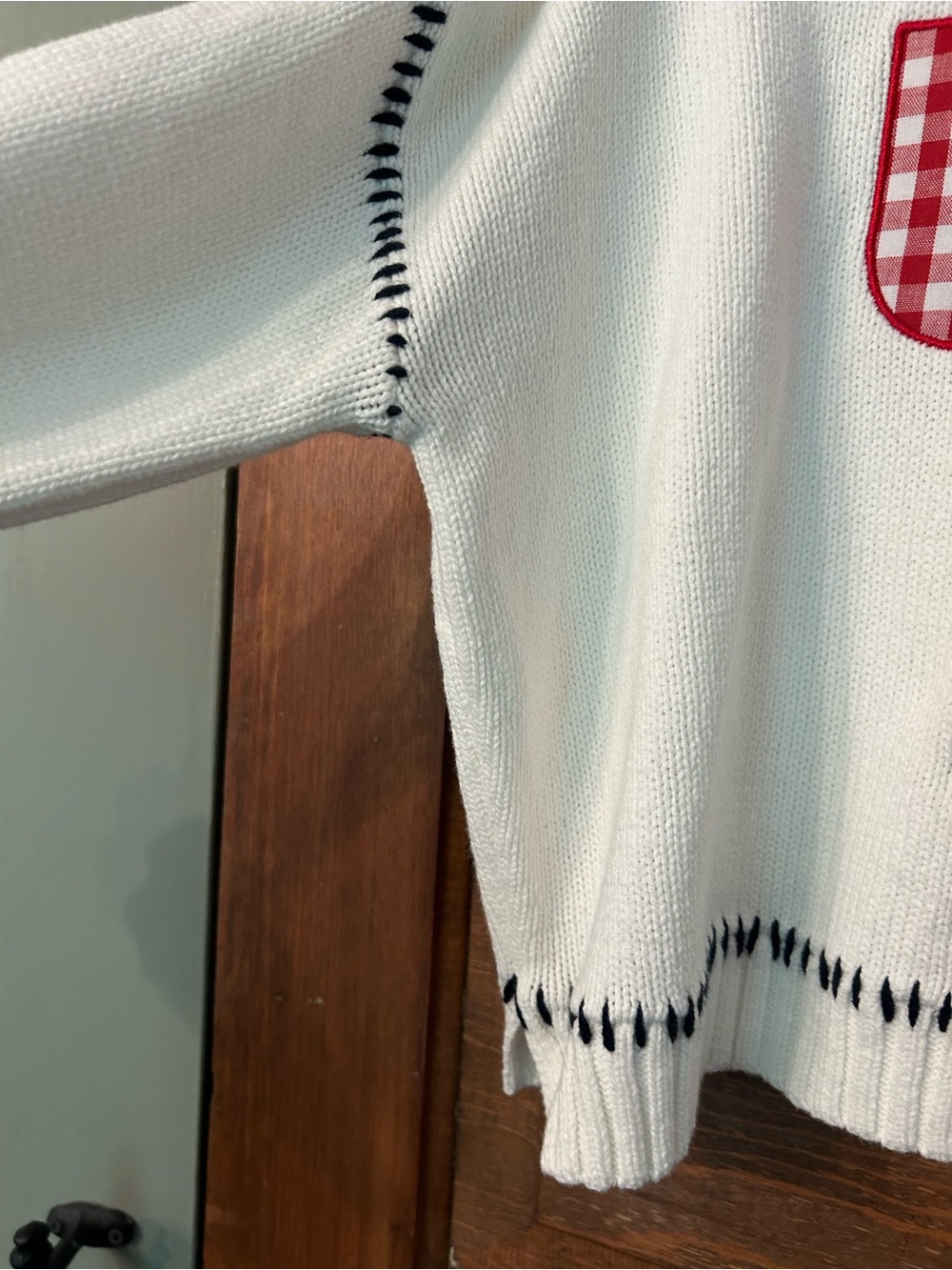 Cream Crewneck Sweater with Red USA Appliqué - Picture 4 of 5
